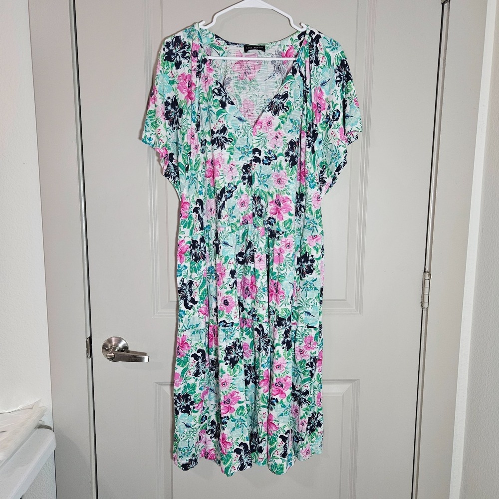 Lane Bryant Dress 18 20 Relaxed Fit Floral Print Pockets Colorful